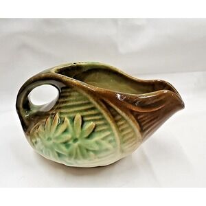VINTAGE McCoy Daily Creamer Pitcher MCM Pottery Brown Green‎ 5.5" x 3.5"